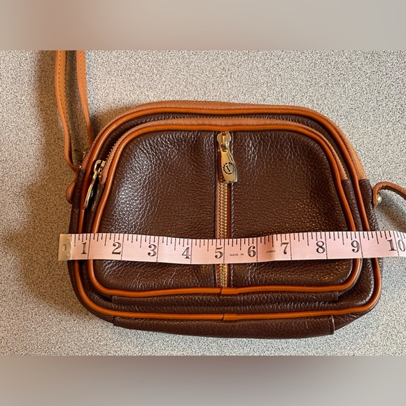 Valentina Brown & Carmel Pebbled Leather Crossbody Bag - Picture 11 of 13